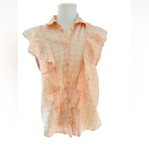 Forte Forte Short Sleeve Button Front Women’s Sz 0 Cotton Blouse